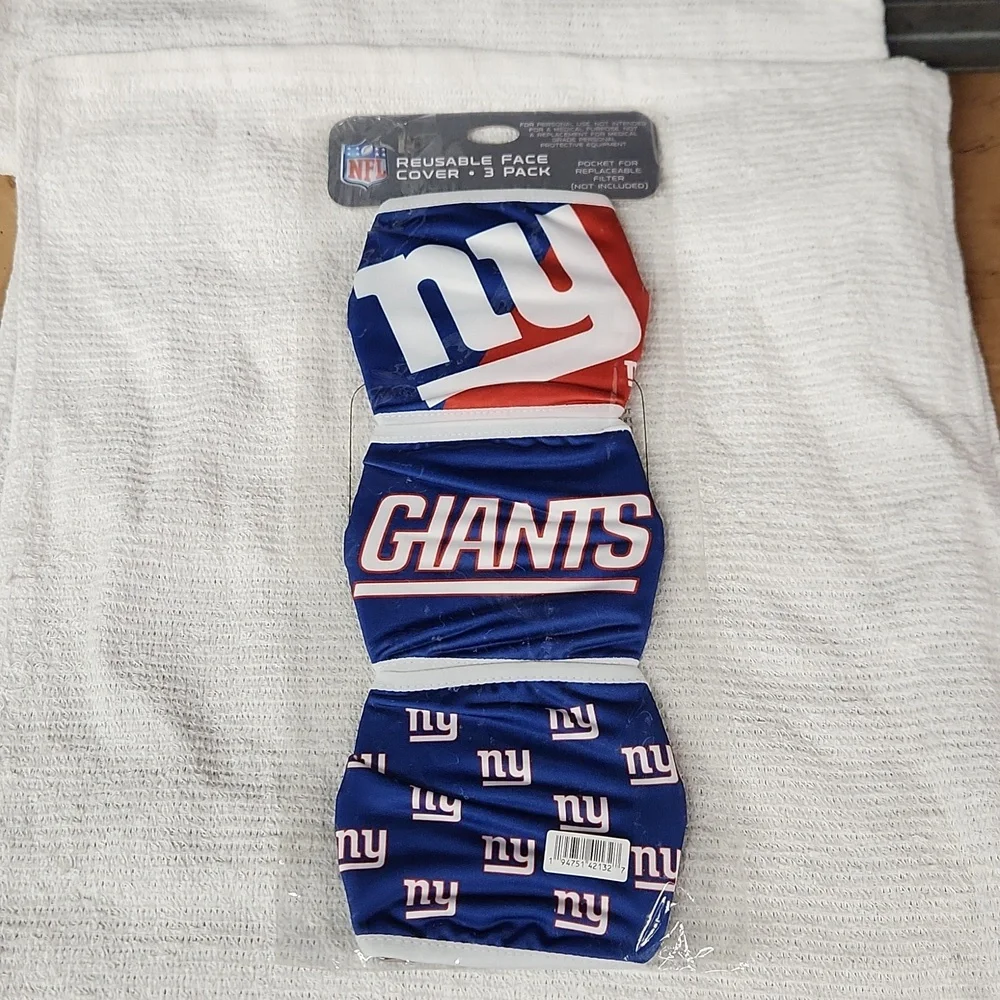NWT 3 Pack NFL NY Giants Reusable Face Cover